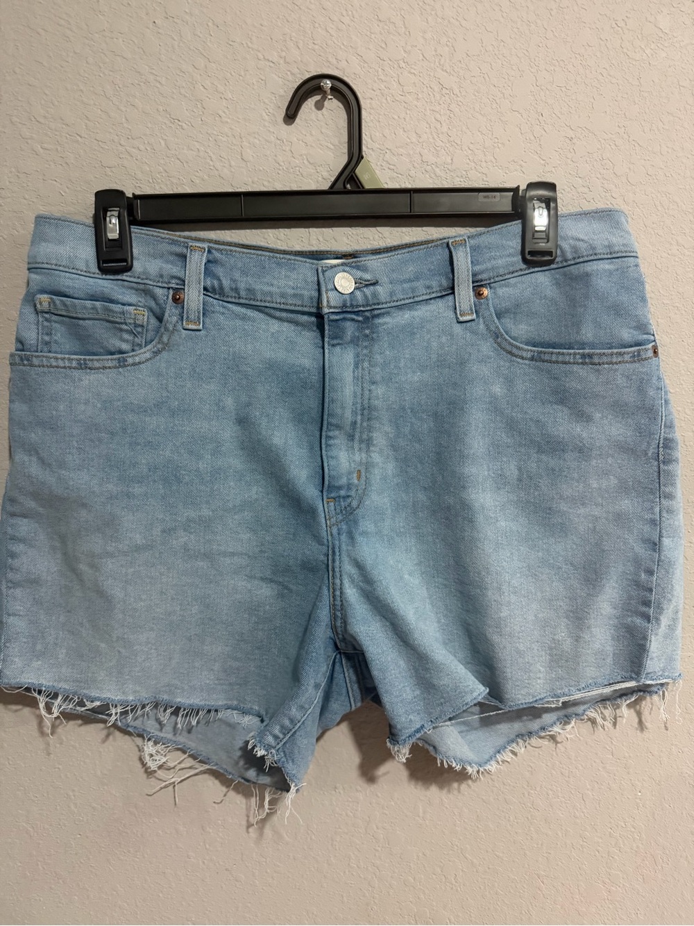 Levi's Light Blue Frayed Hem Denim Shorts